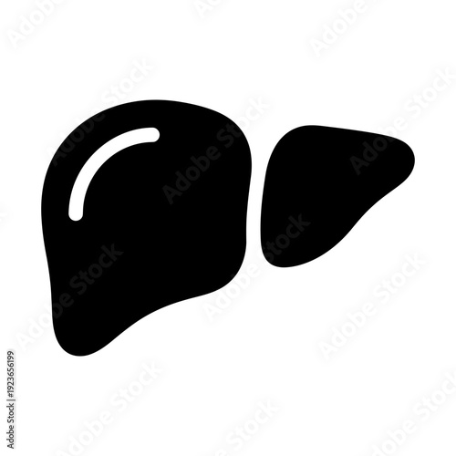 Human liver icon silhouette for medical anatomy and health concepts in minimalist flat design