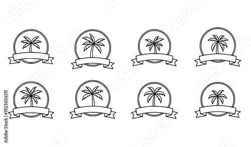 Minimal Palm Tree Insignia Vector Set for Logo and Emblem Design