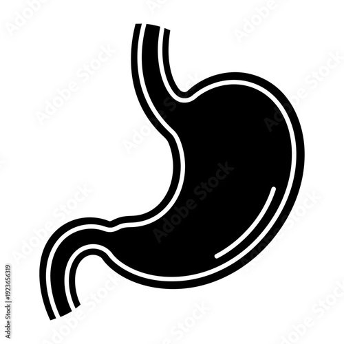 Human stomach anatomical icon black silhouette illustration for medical or health design