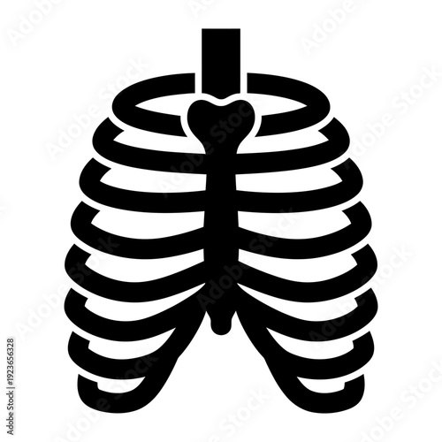 Human rib cage anatomical illustration medical icon black silhouette