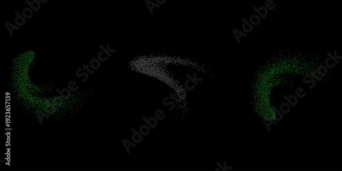 A mesmerizing display of green dots forming intricate patterns on a dark background