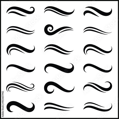 Black Swirls and Flourishes Collection Vector Illustration - Decorative Accents