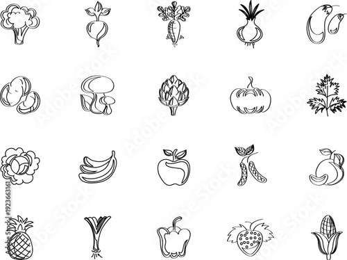 fruits and vegetables icons