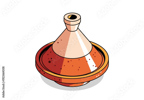 Traditional Moroccan Tagine Cookware Illustration on a Simple Background from a Front Viewpoint