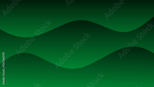 Abstract dark green gradient wavy vector background with smooth flowing shapes, modern fluid style and soft curves