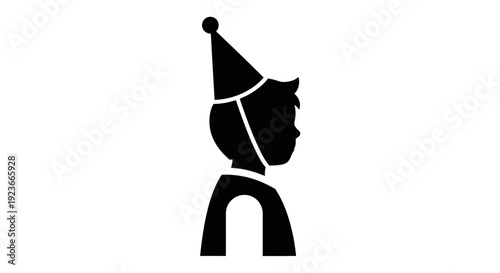 A black illustration of a person wearing a hat is shown in profile.