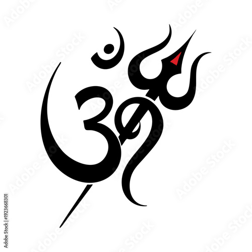 Om Trishul Hindu Spiritual Symbol Vector Illustration