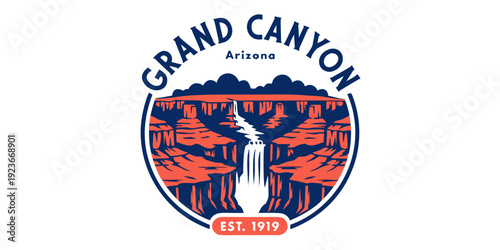 USA Grand Canyon Circular Travel Stamp SVG – United States Vintage Badge, US National Park Emblem, U.S. Retro Canyon Passport Stamp Cut File for Cricut & Crafts
