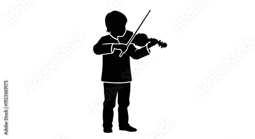 A person plays the violin with a bow in a silhouette illustration byo.