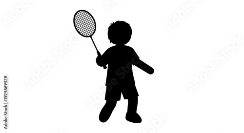 A kid plays badminton with a racket byo (90)
