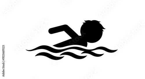 Silhouette of a person swimming in the water from a side view, byo (91) illustration style.
