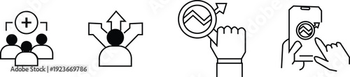 Four icons depicting communication and restriction concepts