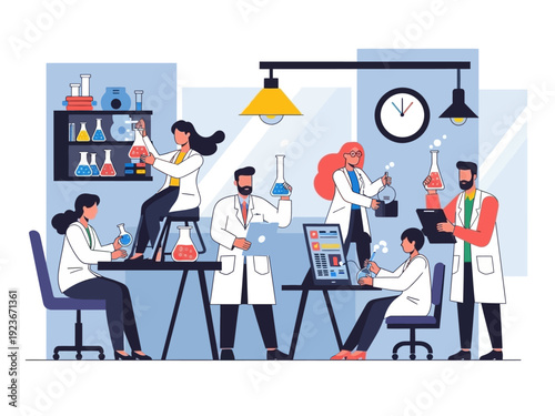 Scientists working in a modern laboratory conducting experiments.