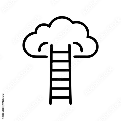 Ladder to success cloud concept career growth opportunity reaching goals and aspirations icon vector design