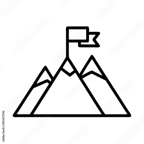 Mountain peak with flag icon vector illustration for goal achievement and success concept graphic design one hundred