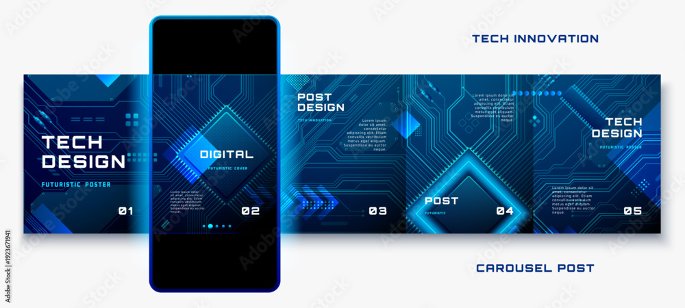 Foto Tech circuit board background for AI carousel posts