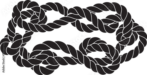 Black rope design with twisted braided texture and pattern