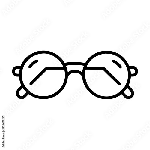 Round eyeglasses vector icon for vision correction and stylish eyewear design and optical fashion accessories