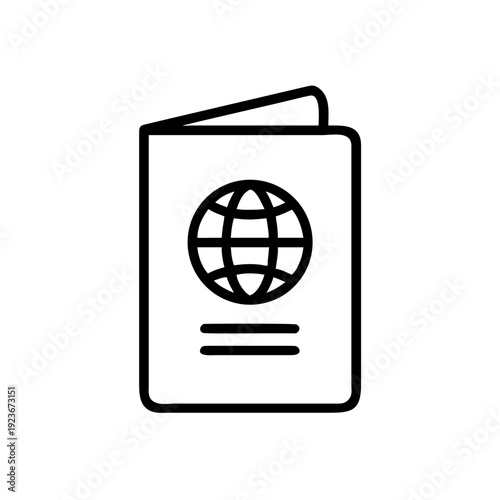 Passport document identification for international travel and visa application identity verification card icon