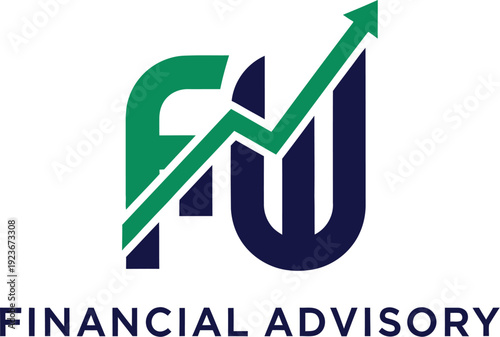 A professional financial advisory logo with a green and blue color scheme