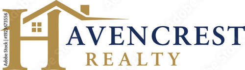 A professional logo for a real estate company with a house and letter H