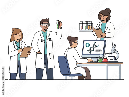 Scientists working in a modern laboratory conducting research.