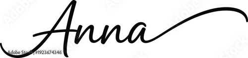 A beautiful black cursive signature of the name Anna on a white background