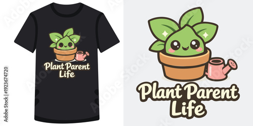 Cute cartoon cactus character in a flower pot with a watering can illustration for plant lovers and gardening enthusiasts perfect for t shirts and merchandise