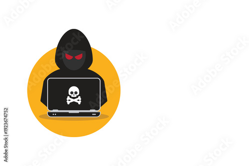 hacker in front of his computer committing digital cybercrime