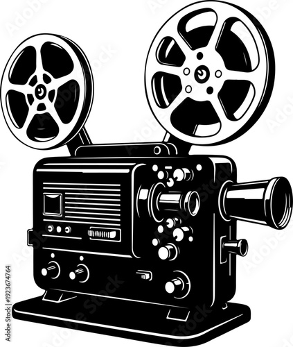Film projector silhouette vector illustration
