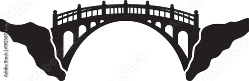 Silhouette of a bridge over a deep gorge landscape