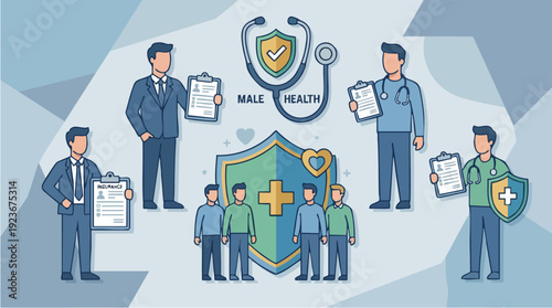 Male Health Insurance and Medical Care Concept.
