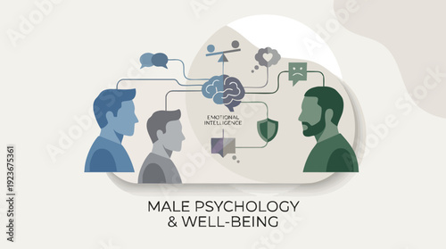 Male Psychology and Well-being Conceptual Diagram.