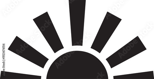 Simple black sun icon on white background graphic design