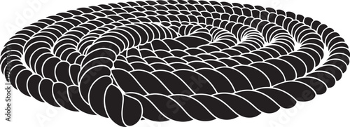 Black and white rope coil isolated on white background