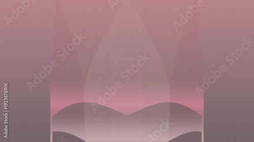 Abstract geometric pattern with pink and purple hues and light rays on a gradient background.
