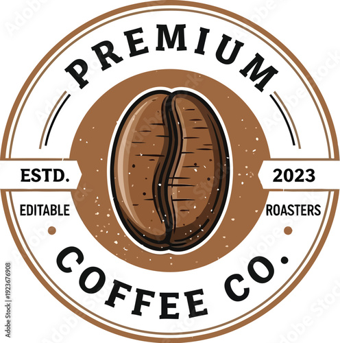 A premium coffee company logo with a brown and white color scheme