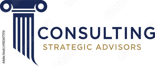 A professional consulting logo with strategic advisors on a clean white background
