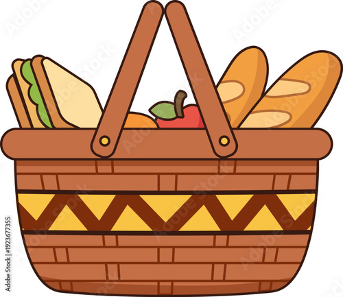 Woven Picnic Basket Illustration