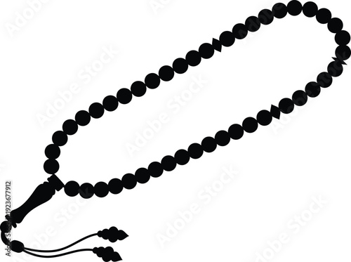 Black beaded rosary or prayer beads necklace