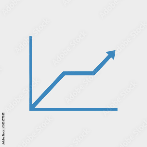 Blue line graph with an upward trend on a light gray background.