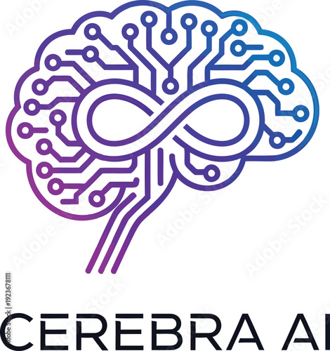 A logo of Cerebra AI featuring a stylized brain with an infinity symbol