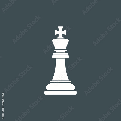 White chess king piece icon on dark background.
