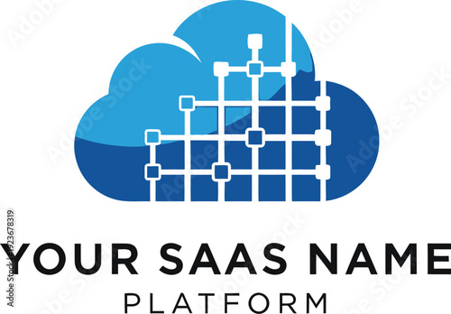 A modern SaaS platform logo with a cloud and grid design on a white background