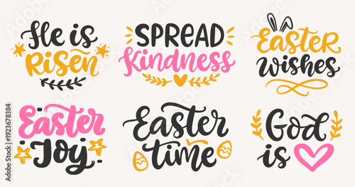 Happy Easter Vector Hand Lettering Set