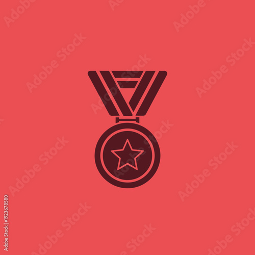 Illustration of a medal with a star in the center and ribbon above it.