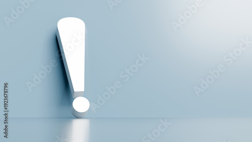 Cuadro en lienzo Large white exclamation mark leaning against a wall representing a call to actio