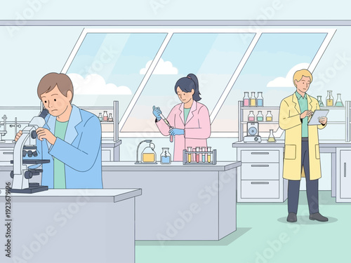 Scientists working in a modern laboratory setting conducting research.