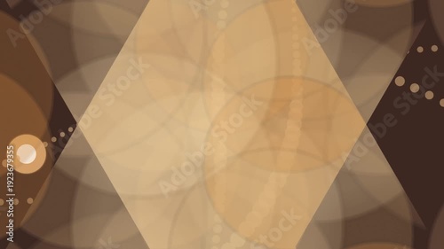 Geometric pattern of overlapping circles and shapes in shades of brown and beige