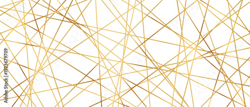 Modern abstract pattern with straight golden lines creating seamless geometric background texture vector illustration. Clean linear design with chaotic outline elements for contemporary projects.